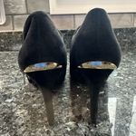 Calvin Klein Black Suede Gold Zip Jitar Leather High Heel Ankle Booties Size 9.5 Photo 5