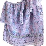 Saylor One Shoulder Janice Top Floral Purple Ruffles Chiffon Fabric Blouse Small Photo 8
