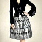 Carmen Marc Valvo black velvet ruffled silk blend fitted jacket size 6 Photo 0