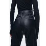 ZARA Blogger Fave Black Faux Leather High Rise Wide Leg Cropped Marine Pants 6 Photo 6