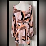 Hutch Anthropologie Geo Wrap Mini Dress Puff Sleeves 2X Retro Party Vegas Trip Photo 5