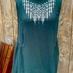 Knox Rose Teal Embroidered Sleeveless Babydoll Blouse Size Large Photo 0
