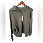 Tahari  Women's Gray Half-Zip Ribbed Sweater Size‎ M Casual Chic Photo 1