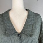 Flax  Womens Button Up Top L Large Green 100% Linen 3/4 Wide Sleeve Minimalist Photo 1
