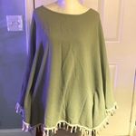 SheIn Sage Green Cape with Pastel Tassel Trim Photo 0