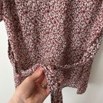 Tory Burch 4 Floral Printed Red Silk Blend Blouse Photo 6