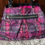 Coach  tote XL pink/purple multi colored plaid black Glitter C’s throughout EUC Photo 1