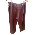 Larry Levine Chocolate Brown Cuffed Capri Pants With Medallions at Waist Fully L Photo 1