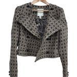 Tracy Reese Geometric Gray Wool Blend Double Breasted Cropped Jacket Size 4 Photo 3