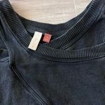 Pilcro by Anthropologie Washed Black Asymmetrical Seam Sweatshirt Size S Photo 3