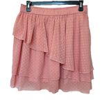 Abercrombie & Fitch Mini Skirt Lg Pink Swiss Dots Tiered Flouncy Layers Pull On Photo 0