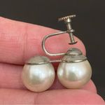 Vintage Japan Ivory White Double Faux Pearl Screw Back Non Photo 8