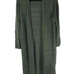 Chico's Open Front Green Textured Maxi Cardigan Open Knit Size 1 (US Size M) Photo 0