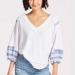 We The Free Free People  White Bubble Tee Top Photo 1