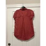 Rachel Zoe  Women's Large Pink/Dusty Rose 100% Linen Short Sleeve Button-Up Shirt Photo 3