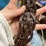 Fossil Woven Leather Belt Sz M Brass Tone Hardware Photo 8