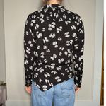 Maeve  by Anthropologie Bohemian Black Button Down Bow Pattern Blouse Size 8 Photo 3