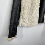FC Jeans Women Faux Fur Lined Moto Jacket Black Cream Sz 6 Sherpa Vegan Leather Photo 2
