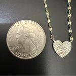 925 Gold Over Silver Vermeil Pave Heart Pendant Twisted Chain Necklace 2.2g. Photo 7