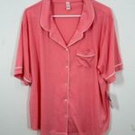 Flora Nikrooz Flora by  Salmon‎ Pink Notch Button Front Pajama Shirt Size XL NWT Photo 0