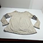 POL  Cream Black LOVE Patterned Top Long Sleeve Shirt Womens Size Large Stretch Photo 8