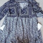 Suzanne Betro Boho Tyle Navy and White Floral Patterned Dress Size XL Photo 7