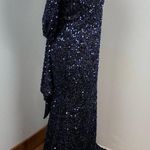 Mac Duggal Midnight Blue Cowl Back Boat Neck Sequined Evening Gown 12 $398 26331 Photo 8