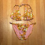 Xhilaration  Pink and Orange Floral Bikini Set Size Medium Photo 0