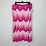 Ming Wang Chevron Knit Midi Skirt Pink Striped Ombre Stretch Pull On XL NWT Photo 7