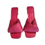 Open Edit  Cleo Sandal Size 8 M Neon Pink Barbie Kitten Block Heel 80s Slip On Photo 0