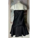 Victoria's Secret  Vintage Black Satin Flounce Mini Slip Dress Nightgown Size M Photo 3
