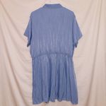 Nine West NWT Blue Short Sleeve Silky Button Down Shirt Dress women's size XXL Photo 7