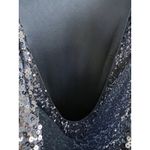 Badgley Mischka Collection Gown Navy Blue Sequin Draped Back Formal Evening 2 Photo 15