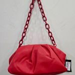Badgley Mischka New Vegan Ruched Convertible Clutch with removable chain; Red Photo 4