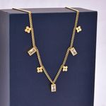Dainty Clovers & CZ Charms Gold Necklace Photo 3