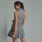 Anthropologie  Black and White Belted Checkered Mini Dress Photo 4