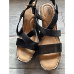 BORN Sudo Wedge Sandals‎ Size 10 Leather Straps NWOT Slingback shoes Black Shoe Photo 5