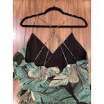Luxxel  GREEN and black leaf TROPICAL slip WRAP DRESS size L Photo 5