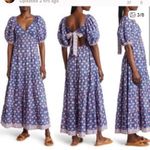 Saylor  BLOCK PRINT DRESS maxi cutout tie back puff sleeve party fall $389 S Photo 1