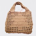 Handmade Beige Crochet Market Tote Bag, 6x7, Boho Knit Purse Photo 2