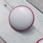 Vintage Stud Earrings For Pierced Ears Slightly Domed White with Red Photo 3