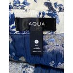 AQUA Women's White Blue Floral Short Puff Sleeve Square Blouse Crop Top Size S Photo 3