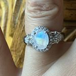 Natural Rainbow Moonstone Sterling Silver Ring Size 6 Photo 0