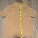 Nordstrom  100% Wool Camel Ribbed Mock Neck Short Sleeve Sweater - Size Medium Photo 4
