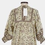 Cleobella  Boho Floral Mini Dress Small Brown Cream Puff Sleeve Ruffle Hem Tassel Photo 6