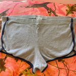 Brandy Melville grey waffle knit navy trim mini lounge sleep shorts Photo 5