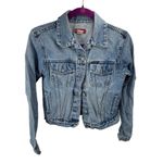 Unionbay Women Denim jean Jacket Long Sleeve Button Down Blue Wash Medium croppe Photo 9