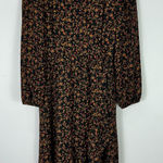Old Navy  Dress M Black Floral Midi Boho Cottage Prairie Dark Feminine Romantic Photo 0