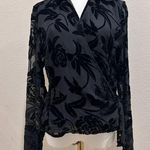 Anne Carson Vintage Black Chiffon Wrap Around Blouse in Size Small Photo 0