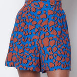 Corey Lynn Calter Shorts Women's XS Jordan Blue Rust High Waist Giraffe Lined Photo 0